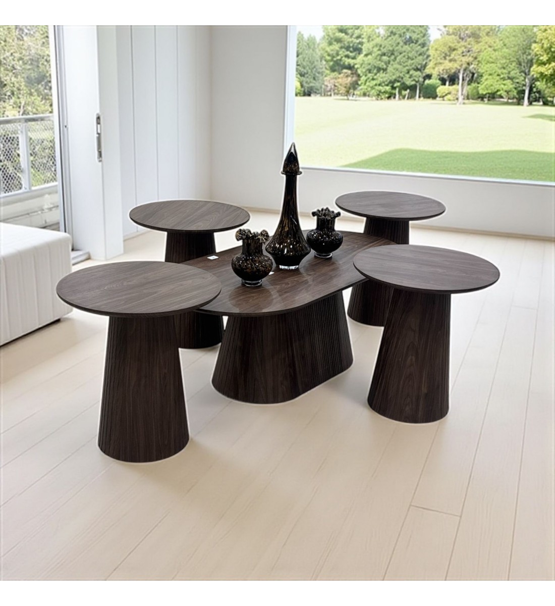 طقم طاوله خشب 5قطع 