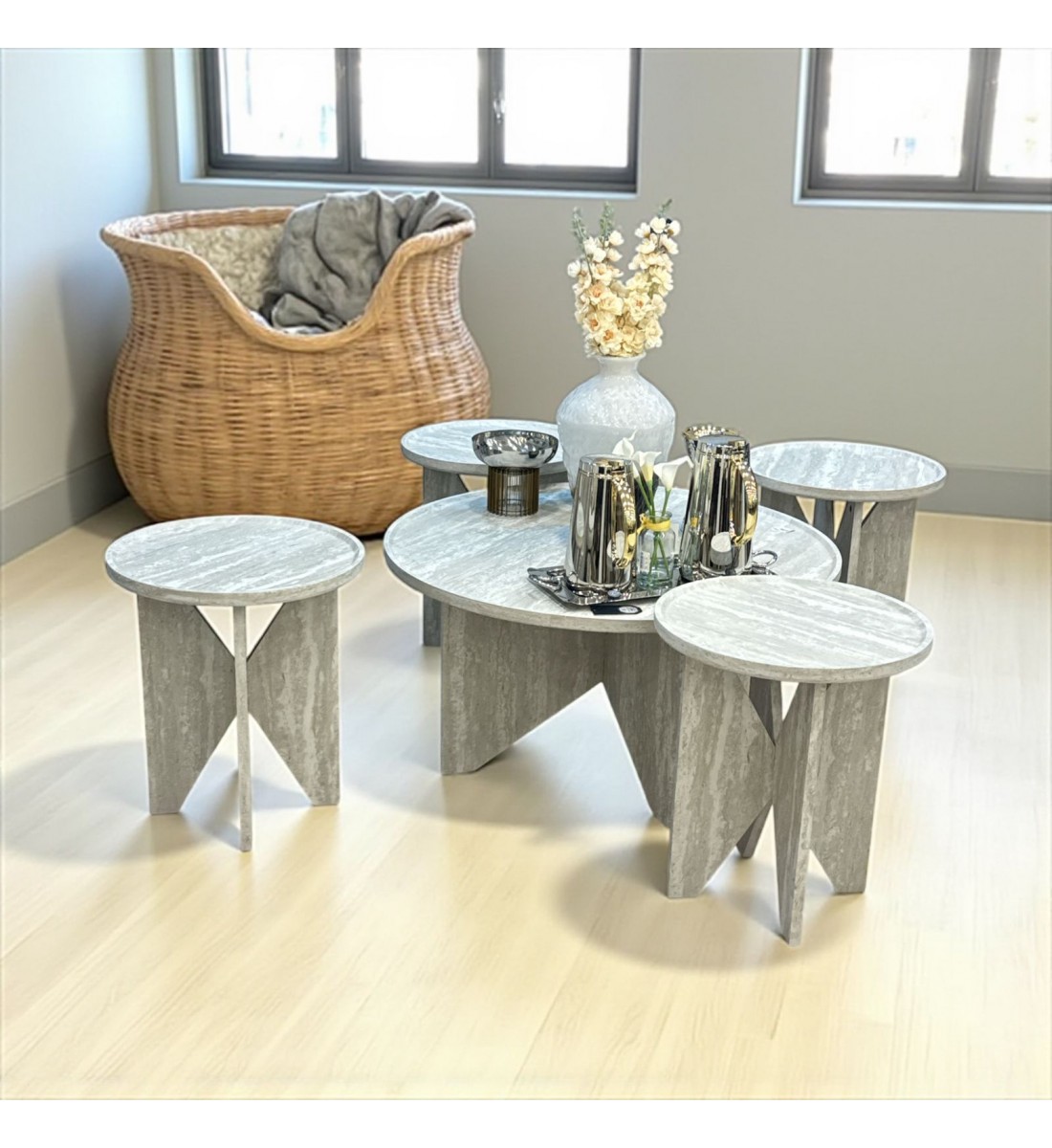 طقم طاوله خشب 5قطع 