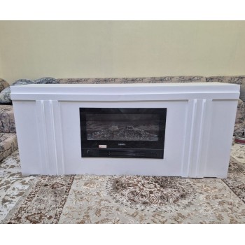 دفاية كهربائية  شكل طاولة بلازما ذات تصميم انيق وحديث بديل الرحام لون  ابيض   مقاس 140×35×60سم 