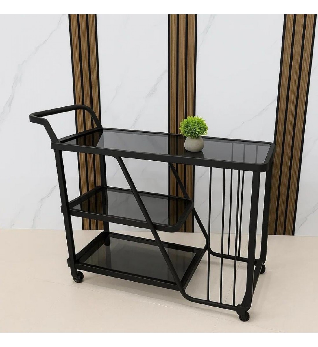 عربية ضيافة 3 دور لون اسود 100*100*40 سم 