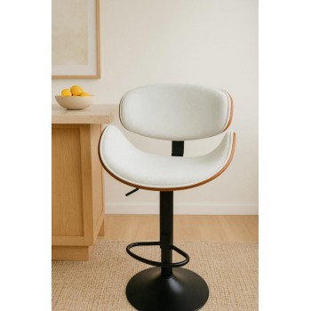 كرسي بار قاعدة الكرسي مع الضهر مصنوعة من الخشب الطبيعي  وملبسة بقماش كتان نوع فاخر