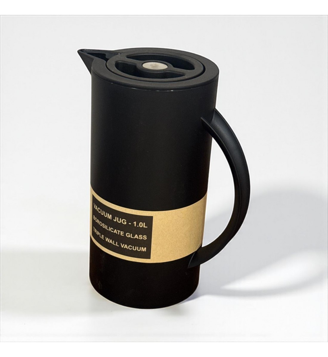 ترمس فاخر بلون اسود أنيق مزوّد بمقبض  بتصميم 1لتر 