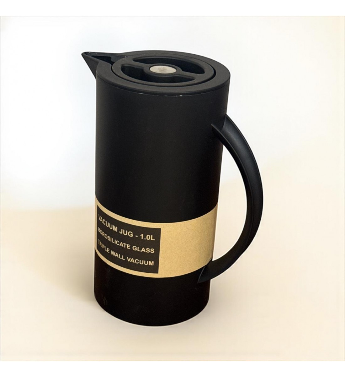 ترمس فاخر بلون اسود أنيق مزوّد بمقبض  بتصميم 1لتر 