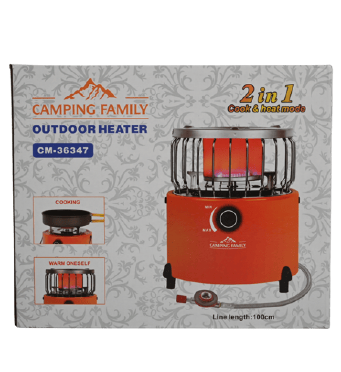 كراون موقد ودفاية 2 في 1 – برتقالي – KW-46054