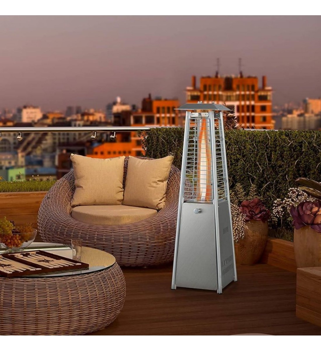 دفاية غاز الفيصلية بشكل هرمي للجلسات الخارجية والمطاعم والكافيهات - سلفر - موديل CM-36466 دفاية غاز الفيصلية بشكل هرمي للجلسات الخارجية والمطاعم والكافيهات - سلفر - موديل CM-36466