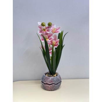 نبتة ورد  صناعي بوعاء42سم 