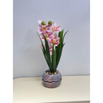 نبتة ورد  صناعي بوعاء42سم 