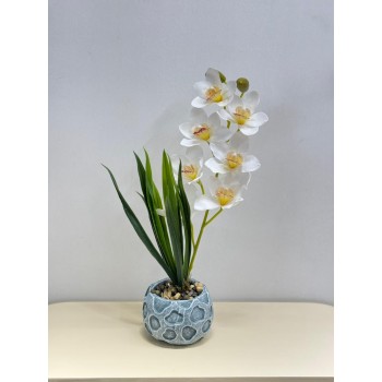 نبتة ورد  صناعي بوعاء55سم 