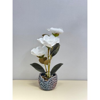 نبتة ورد  صناعي بوعاء40سم 