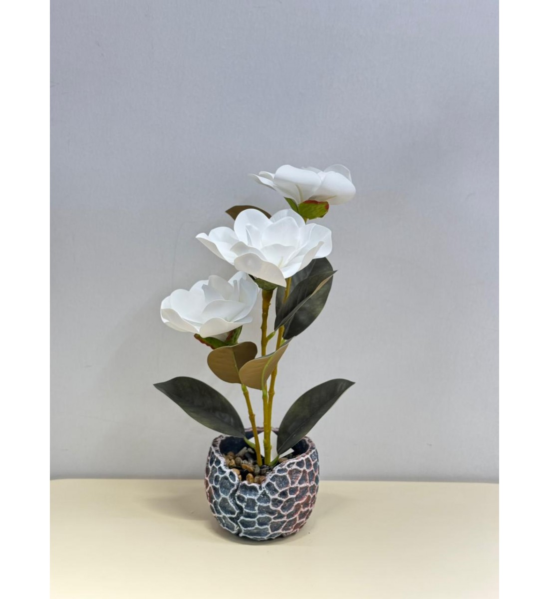 نبتة ورد  صناعي بوعاء40سم 