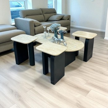 طقم طاولة خدمة5قطع خشبي سطح بديل الرخام 