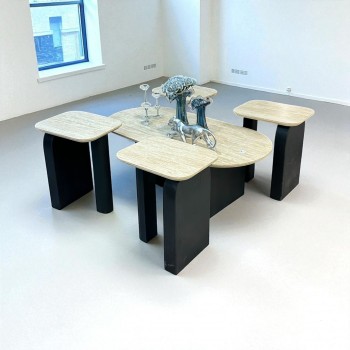 طقم طاولة خدمة5قطع خشبي سطح بديل الرخام 