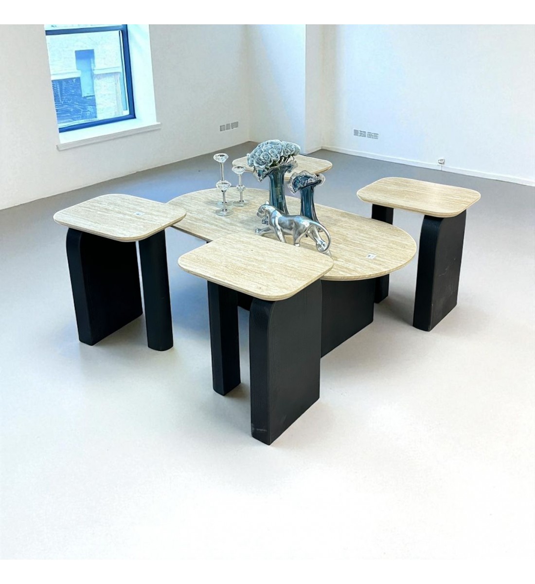 طقم طاولة خدمة5قطع خشبي سطح بديل الرخام طقم طاولة خدمة5قطع خشبي سطح بديل الرخام