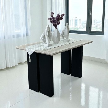 طاولة طعام  خشب مستطيل سطح بديل الرخام قاعدة اسود 130×80سم*76 سم  بدون كراسي