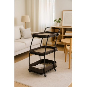 عربية تقديم مودرن بتصميم انيق, اطار جلد  3 دور  المقاس  94x40x63 سم 