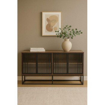  دولاب بوفيه أنيق وعصري لون بني   المقاس: 160×40×80 سم