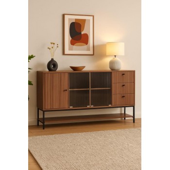  دولاب بوفيه أنيق وعصري لون بني المقاس: 160×40×90 سم