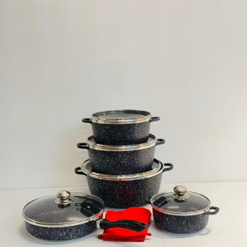 10-piece gray granite cookware set