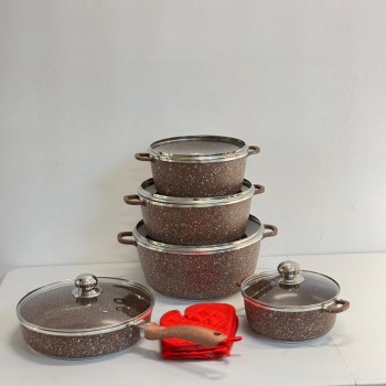  طقم قدور جرانيت  بني غامق 12قطع 