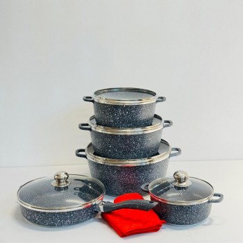  طقم قدور جرانيت  رصاصي  12قطع 