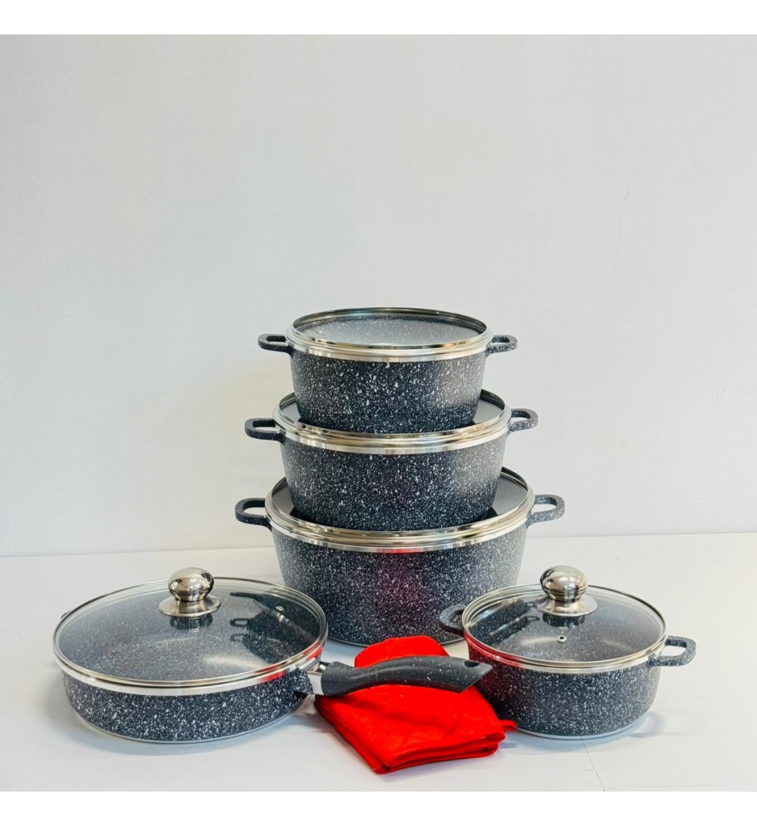  طقم قدور جرانيت  رصاصي  12قطع 