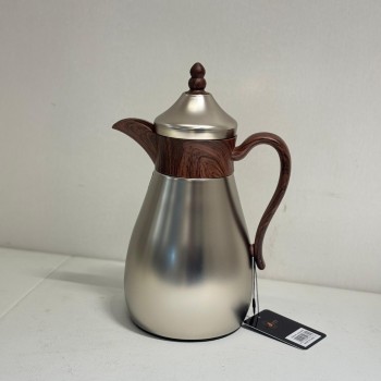 ترمس قمر استيل *فضي مطفي زجاج ممسك خشبي 700مل 