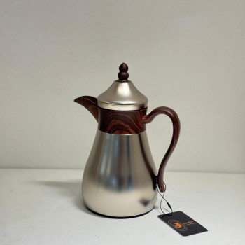 ترمس قمر استيل *فضي مطفي زجاج ممسك خشبي 0.350لتر