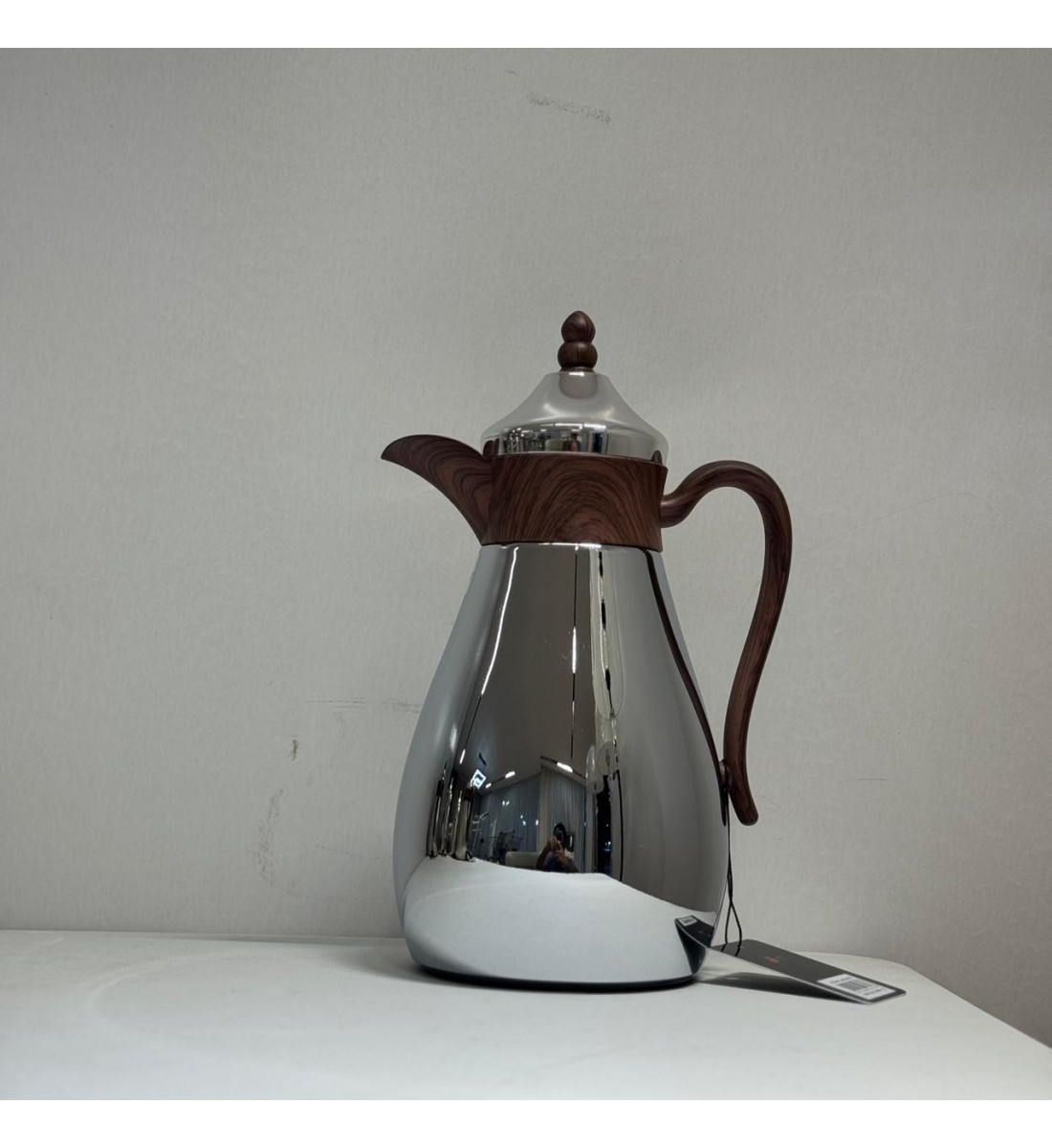 ترمس قمر استيل *فضي لامع زجاج ممسك خشبي 1لتر ترمس قمر استيل *فضي لامع زجاج ممسك خشبي 1لتر