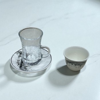 طقم كاسات وفناجين مع الصحن 36قطعه