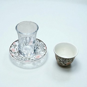 طقم كاسات وفناجين مع الصحن 36قطعه