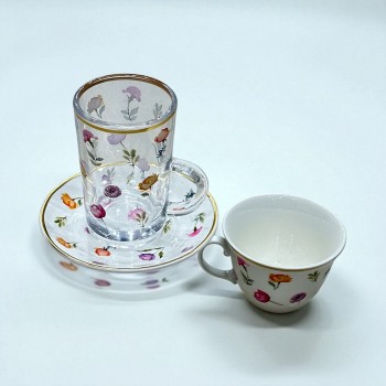 طقم كاسات وفناجين مع الصحن 36قطعه