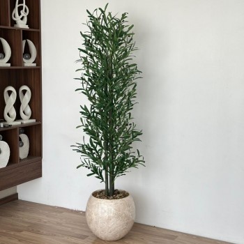 شجرة  بمركن بيج صناعية طويلة مزهرة زيتون 2متر