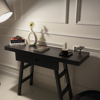 طاولة مدخل او  كونسول خشب أسود مع درج مقاس 110*35*90 سم 
