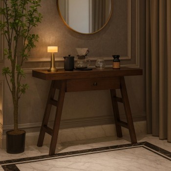 طاولة مدخل او  كونسول خشب بني غامق  مع درج مقاس 110*35*90 سم 