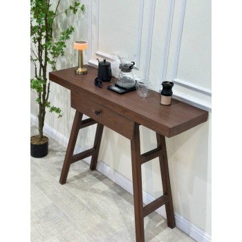 طاولة مدخل او  كونسول خشب بني غامق  مع درج مقاس 110*35*90 سم 