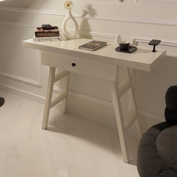 طاولة مدخل او  كونسول خشب ابيض مع درج مقاس 110*35*90 سم 
