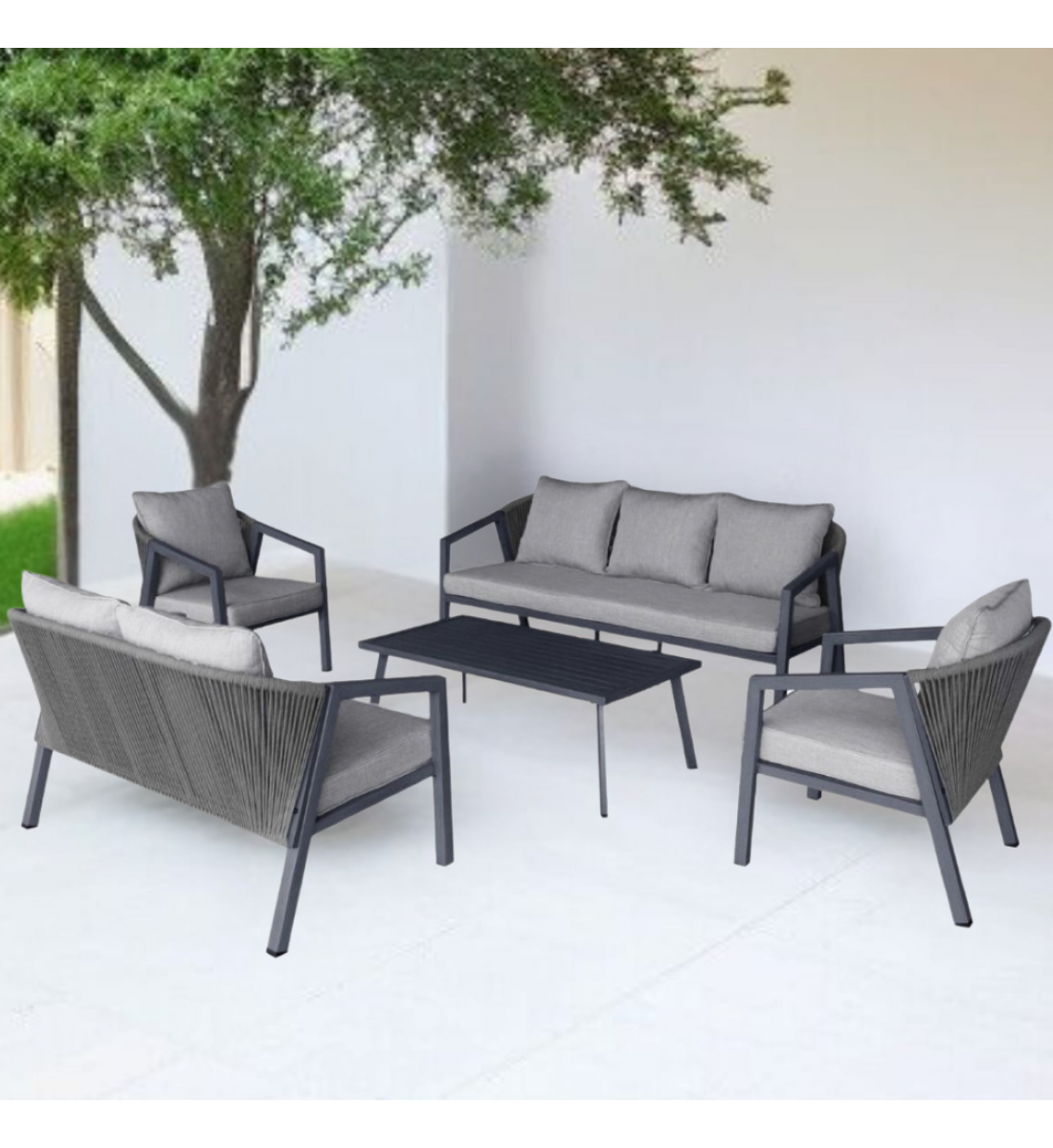 طقم جلسة خارجية 7 أشخاص لون رمادي غامق - زهيندا أثاث حدائق جلسات خارجية للمساحات الواسعة طقم جلسة خارجية 7 أشخاص لون رمادي غامق - زهيندا أثاث حدائق جلسات خارجية للمساحات الواسعة