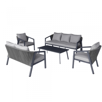 طقم جلسة خارجية 7 أشخاص لون رمادي غامق - زهيندا أثاث حدائق جلسات خارجية للمساحات الواسعة