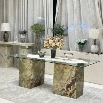 طاولة طعام  رخامية فاخرة من العروبه سنتر بدون كراسي 220×100×80سم 