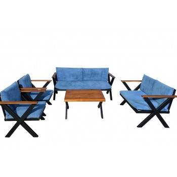 طقم جلسة خارجية كراسي حديد ،7 أشخاص +طاولة خدمة