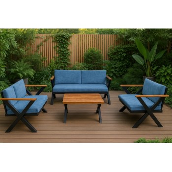 طقم جلسة خارجية كراسي حديد ،7 أشخاص +طاولة خدمة