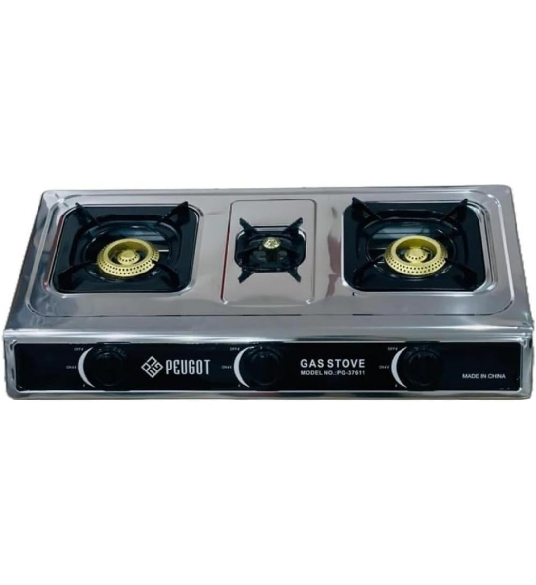موقد غاز بيجوت 3 شعلات سطح طاولة — ستانلس ستيل مع إشعال تلقائي واستهلاك منخفض للغاز PG-37611