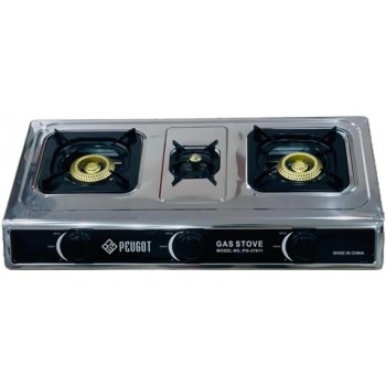 موقد غاز بيجوت 3 شعلات سطح طاولة — ستانلس ستيل مع إشعال تلقائي واستهلاك منخفض للغاز PG-37611
