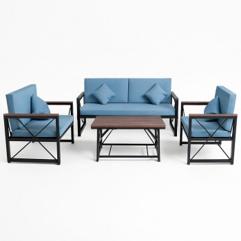 طقم جلسة خارجية كراسي حديد ،7 أشخاص +طاولة خدمة