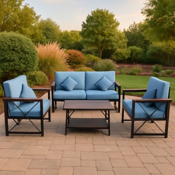 طقم جلسة خارجية كراسي حديد ،7 أشخاص +طاولة خدمة