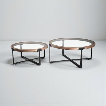 طقم طاولة قطعتين زجاج مع إطار خشبي رائع و لون أسود فاخر