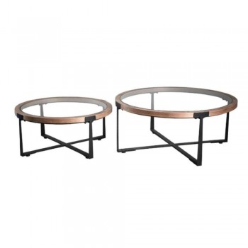 طقم طاولة قطعتين زجاج مع إطار خشبي رائع و لون أسود فاخر