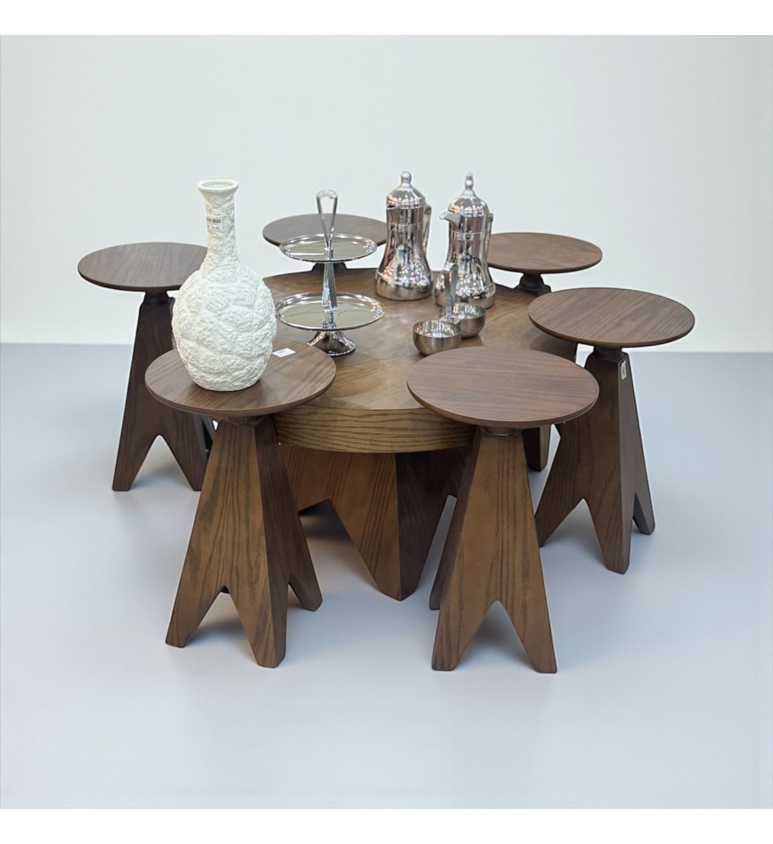 مجموعة طاولات خشبية متعددة الاستخدام بتصميم حديث وجذاب 7قطع 