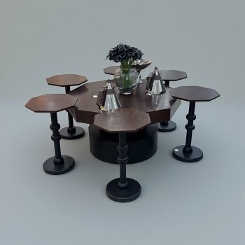 مجموعة طاولات خشبية متعددة الاستخدام بتصميم حديث وجذاب 7قطع 