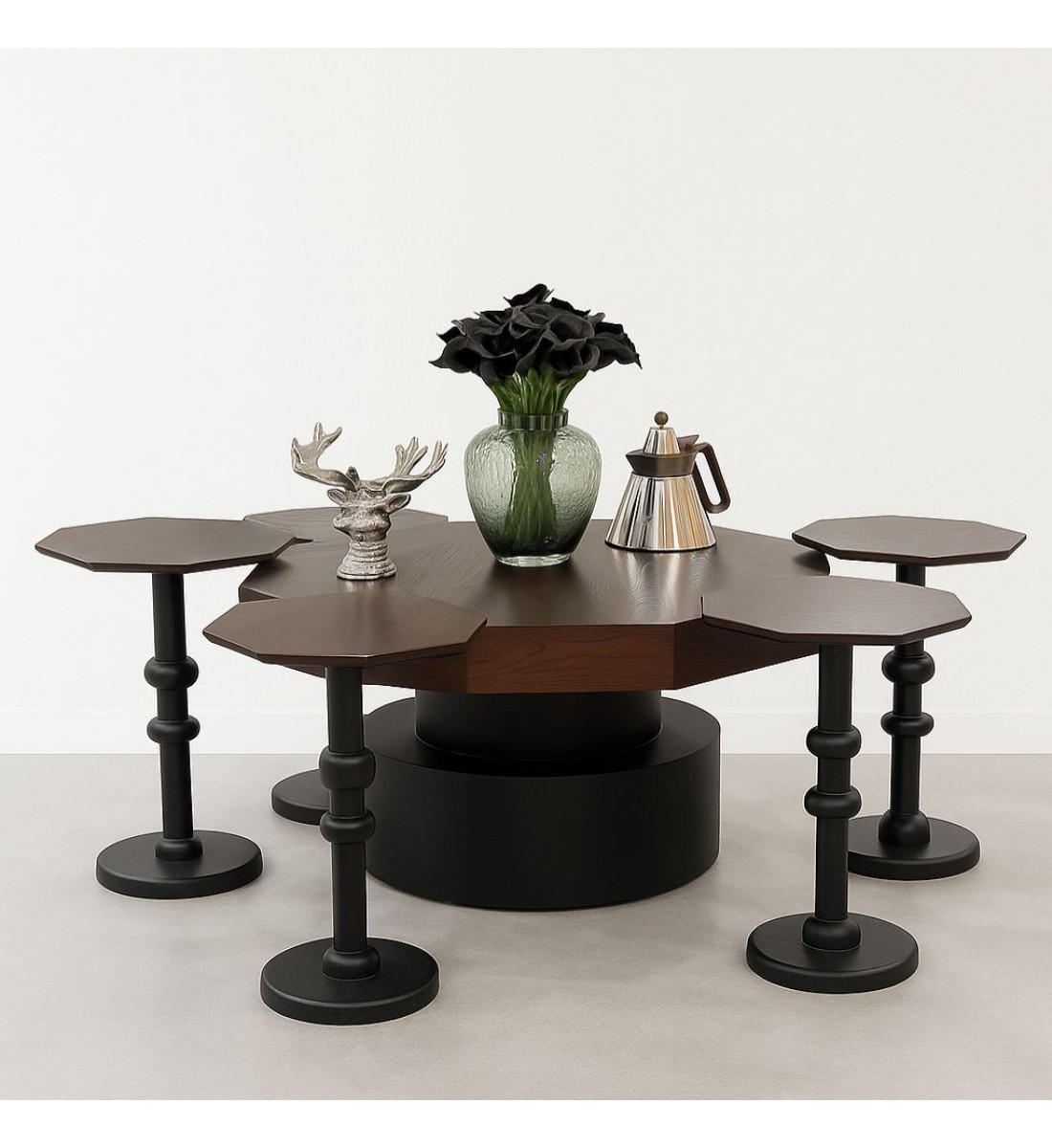 مجموعة طاولات خشبية متعددة الاستخدام بتصميم حديث وجذاب 7قطع 